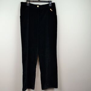 Elegant St John Sport by Marie Gray Black Velvet Metallic Sparkle Trouser Pants